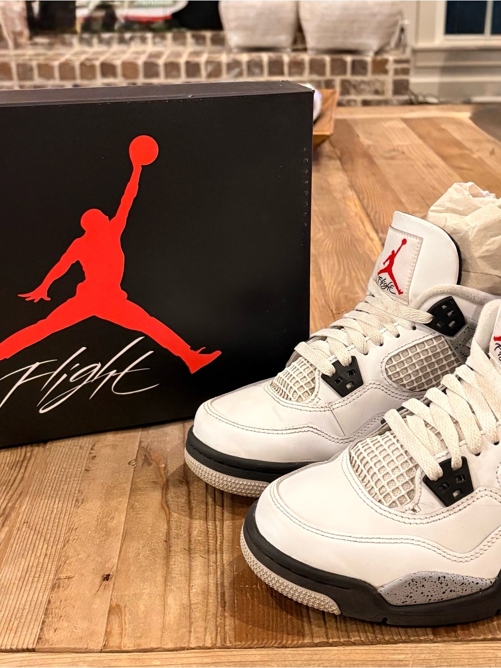 Jordan White and Red Retro Basketball Sneakers Size 6